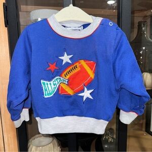 Vintage 80s football appliqué sweater Doe Spun Toddler Sweatshirt cobalt USA boy